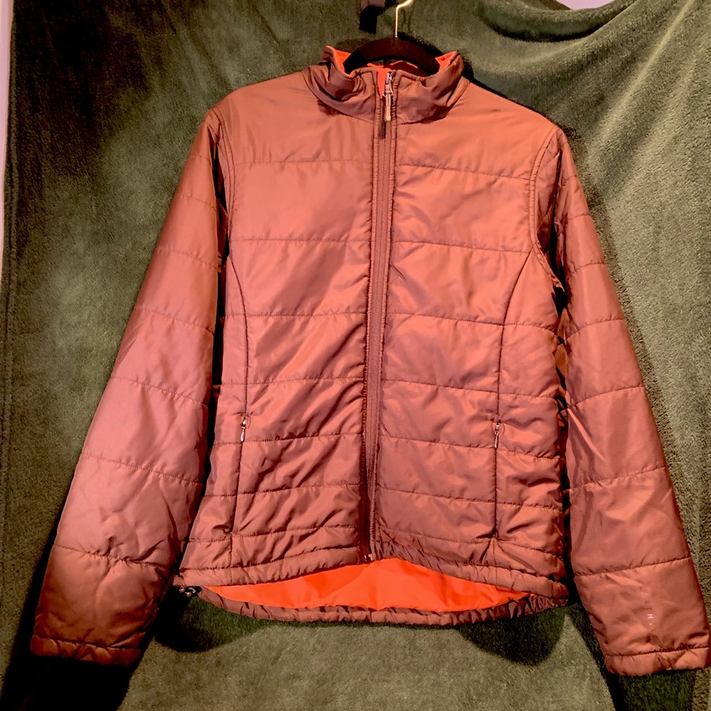 Earthtec lightweight puffer jacket size L Brown w/ Salmon lining